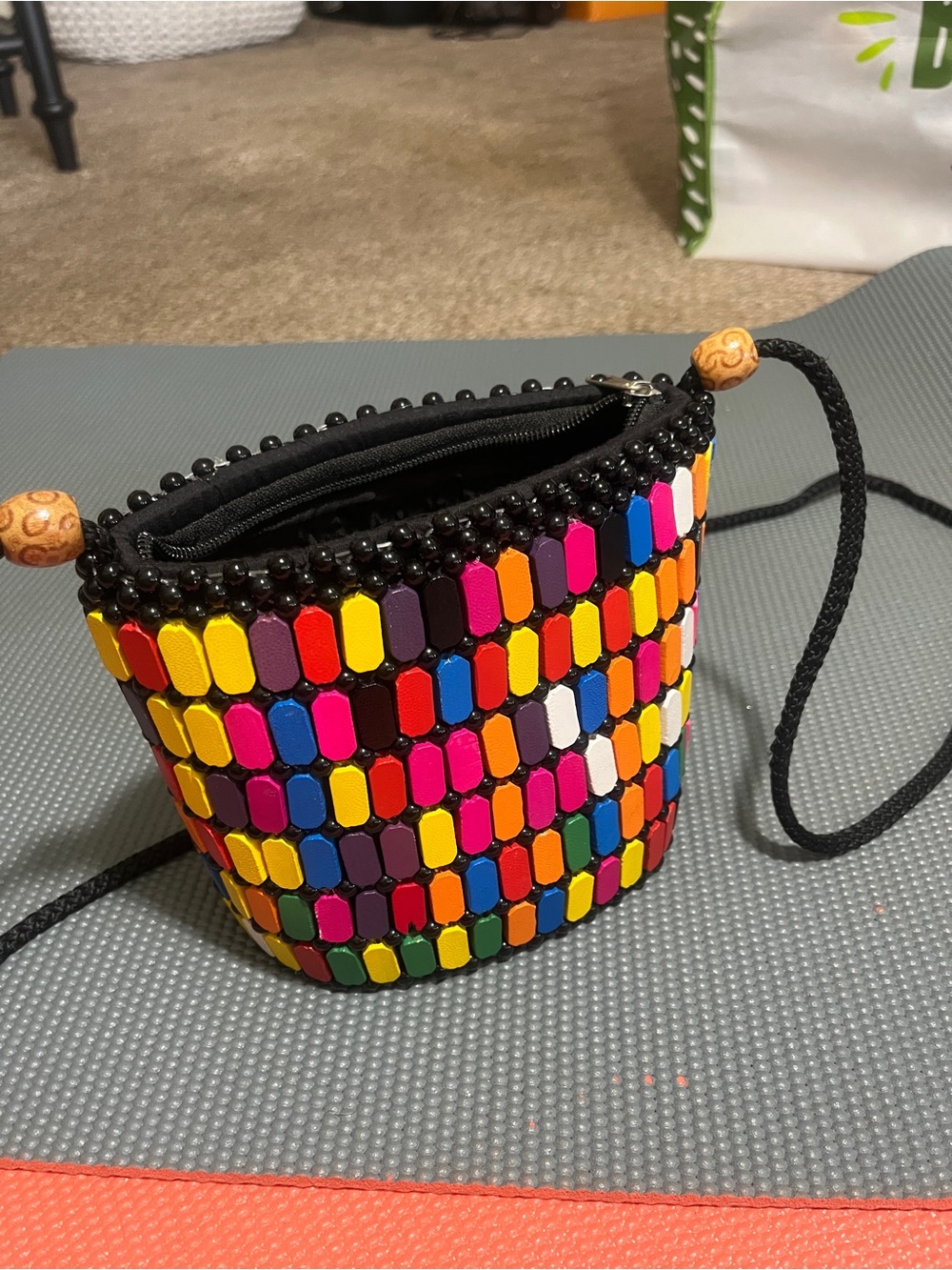 Colorblock Beaded Crossbody Bag - Multicolor